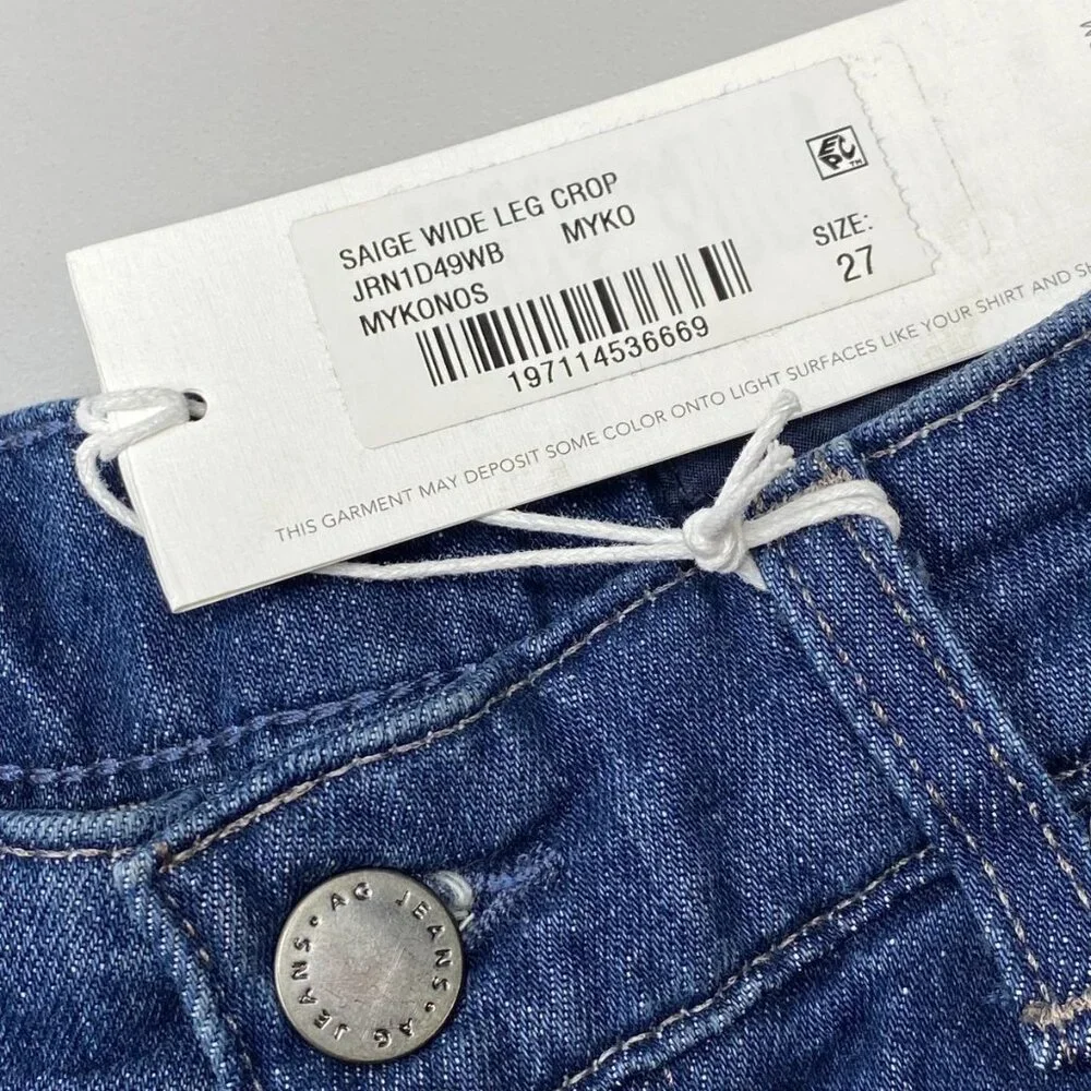 NEW AG Women’s Saige Wide Leg Cropped Jeans Dark Blue Size 27 - Picture 9 of 11